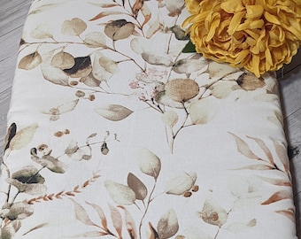 Fitted sheet fits Pram, Changing basket ,crib , cot , stokke ,Eucalyptus flower  leaves   100% cotton
