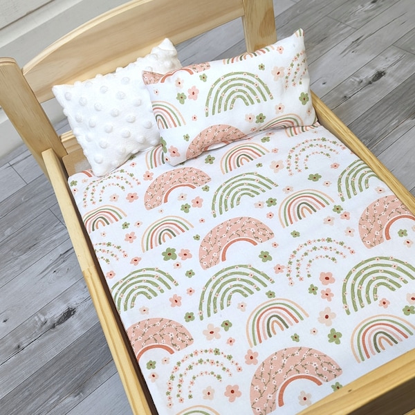 Doll bedding set - doll pram bedding set - doll crib bedding - doll cot bedding - Rainbow pattern bedding