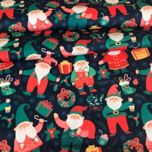 DIGITALE PRINT Kerst Kerstcadeaus marinegroen rood Premium kwaliteit 100% katoen, brede rol 160 cm breed ** Britse verkoper **