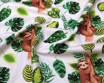 SLOTHS IN TREES SLOTH GREEN BROWN GRAY COTTON FABRIC BTHY SLOTHS IN TREES SLOTH GREEN BROWN GRAY COTTON FABRIC BTHY