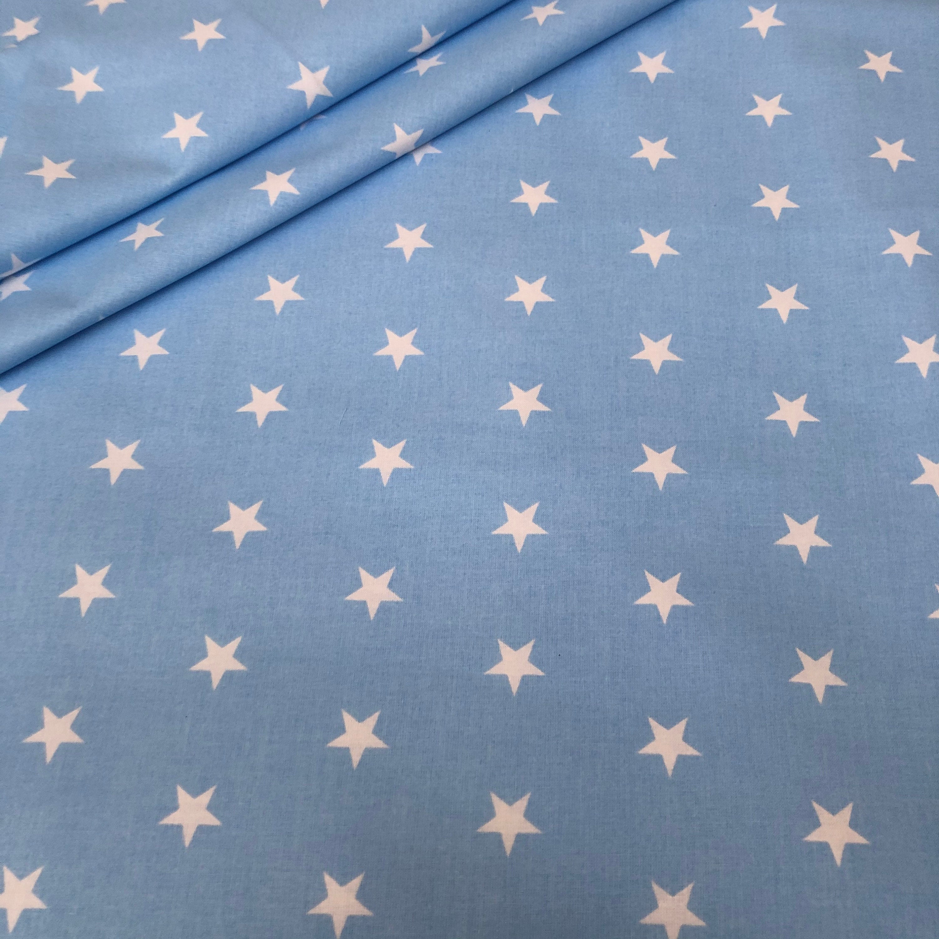 Stars 20mm White on Blue 100 Cotton Fabric Wide Roll 160cm Etsy UK