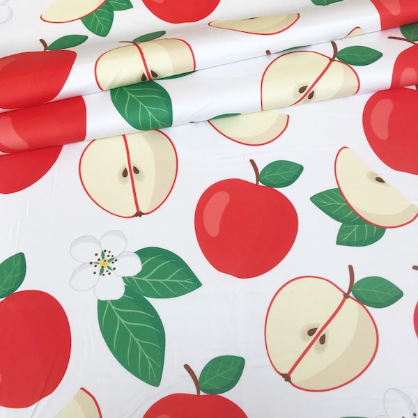 Collection de fruits IMPRESSION NUMÉRIQUE Pommes en coton Splash Fabric, tissu 100 % coton, rouleau de 160 cm de large