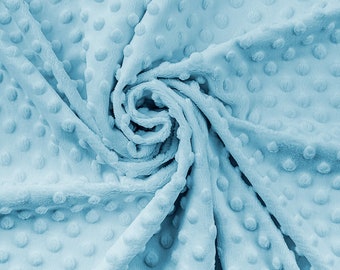 Supersoft Dimple puntos azul claro tejido polyestr vendido por metro o medio metro, rollo ancho 160cm de ancho