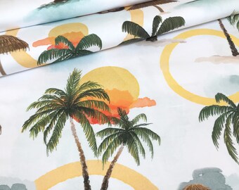 DIGITAL PRINT Tropical Beach PREMIUM quality 100% cotton fabric  , wide roll 160cm wide