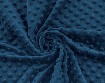 Supersoft Dimple dots  navy blue polyestr fabric sold per metre or half metre , wide roll 160cm wide