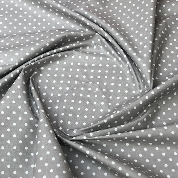 Polka dot 4mm white on grey 100 cotton fabric wide roll Etsy
