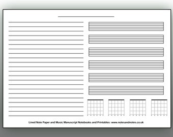 Druckbares Registerpapier + Platz für Notizen, leeres Tabulaturblatt für Gitarre, US-Letter + A4-Formate, sofortiger Download von Notenpapier im PDF-Format