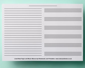Druckbare leere Notenpapier und linierte Notizen Manuskriptpapier US Letter + A4 Größen Sofortiger Download Musik Noten PDF