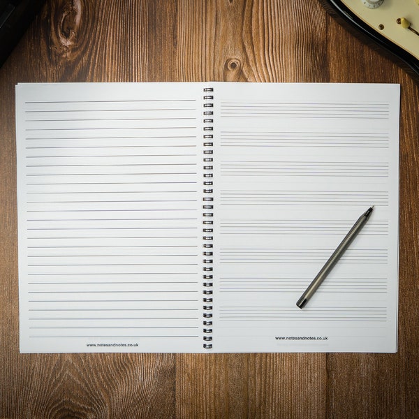 Music Composition Notebook with Manuscript Paper and Lined Paper - 8 Staves of Staff Paper A4 (8.3 x 11.7 inches)