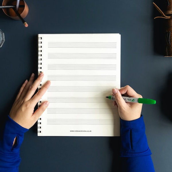 Music Composition Notebook with Manuscript Paper and Lined Paper - 8 Staves of Staff Paper A4 (8.3 x 11.7 inches)