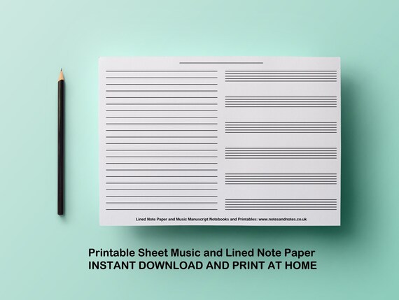Printable Blank Sheet Music Paper and Lined Notes Manuscript Paper US Letter + A4 sizes Instant Download Music Staff PDF