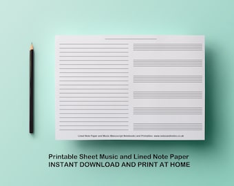 Printable Sheet Music and Lined Note Paper Blank Manuscript Paper US Letter + A4 sizes Instant Download Music Paper PDF
