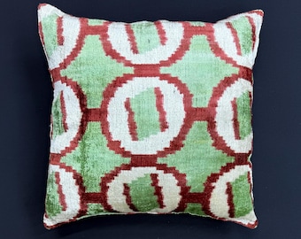 Zijden sierkussen, zijde handgeweven fluwelen Ikat-kussensloop, modern design, Ikat-kussen, fluweel sierkussen, ikat-kussen, 16 x 16, 16 x 24