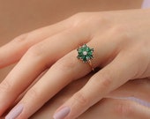 Birthstone Ring - Lotus Flower Ring -Personalized Gift -Gold Emerald Ring - Mothers Day Gift -Gift for Her -Amethyst - Crystal - Garnet Ring