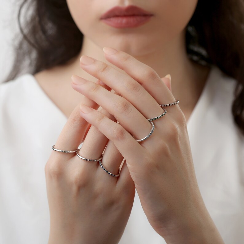 Christmas Gift -925 Silver Jewelry-Custom Sapphire Mom Ring1 Sterling Silver Birthstone Ring Birthstone Band Personalized Gift for Her