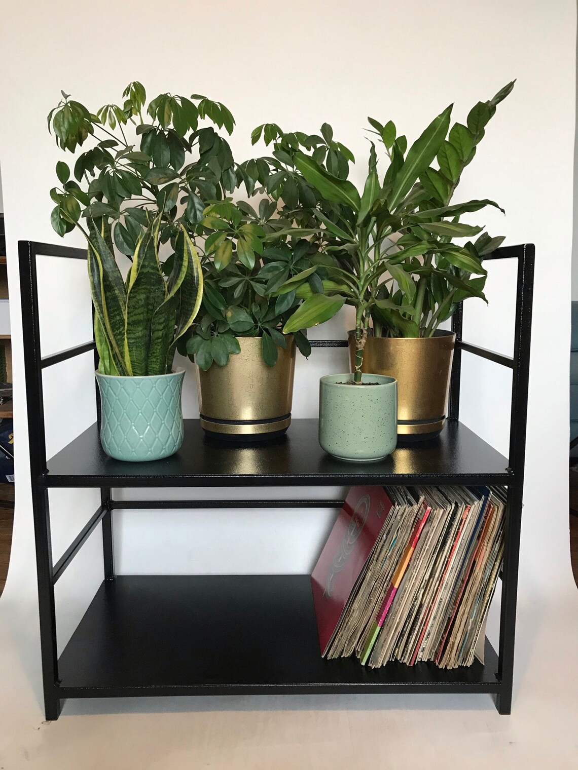 Industrial modern vinyl rack LP storage album crate bookshelf Etsy