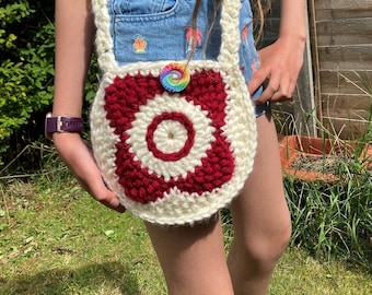 Patrón de bolso de crochet con flores redondas, bolso bandolera, tutorial fotográfico paso a paso (descarga en PDF)