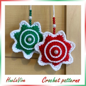 Christmas Star Ornament Crochet Pattern**Crochet Xmas Tree Bauble**Crochet Star Hanging Decoration**Star Bauble**Step by Step Photo Tutorial