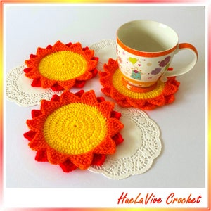 Sun Coaster Crochet Pattern//Tunisian Crochet Mug Rug Doily//Sun Crochet Coaster Pattern//PDF File With Step By Step Photo Tutorial