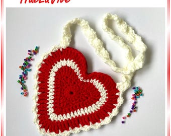 Heart Bag Crochet Pattern, Valentine's Day Purse, Step-by-Step Photo Tutorial (PDF Download)