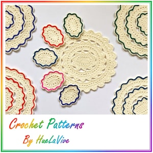 Placemat & Coaster Crochet Pattern Set//Oval Crochet Doily Patterns//Crochet Table Mats//PDF Pattern With Step By Step Photo Tutorial
