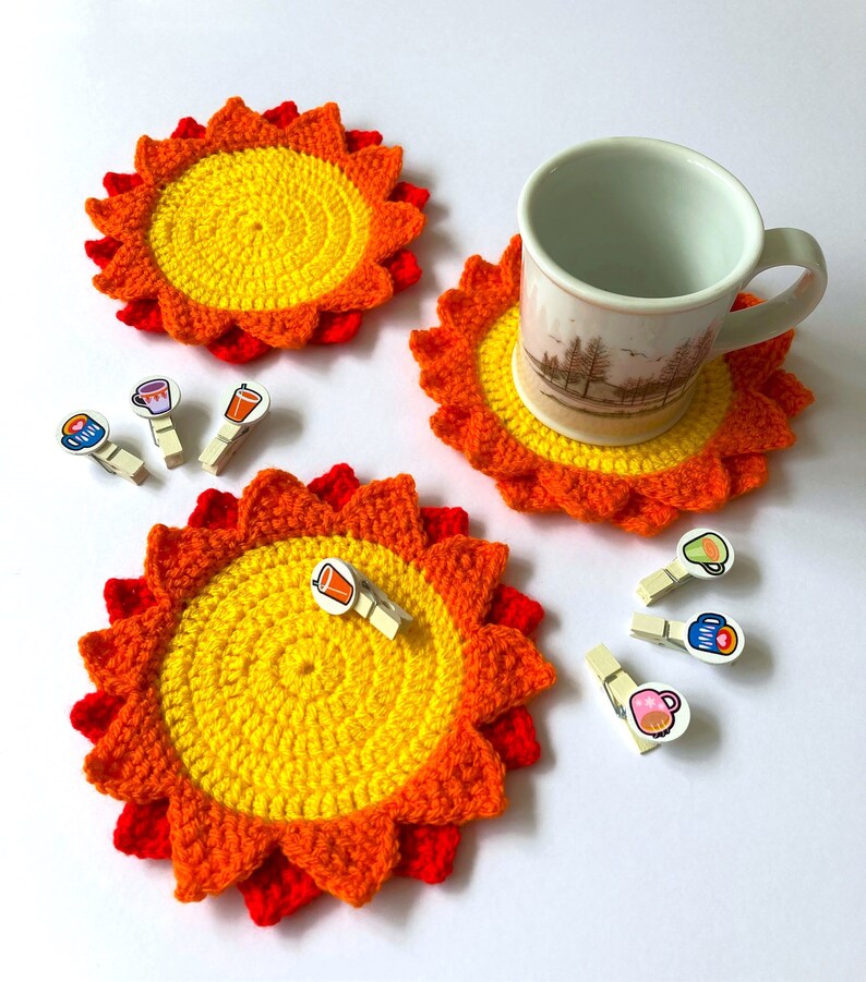 Sun Coaster Crochet Pattern/pdf File With Step by Step Photo Tutorial