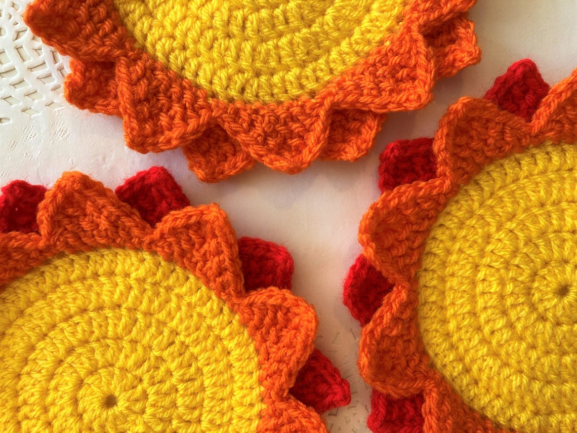 Sun Coaster Crochet Pattern/pdf File With Step by Step Photo Tutorial