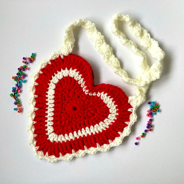 Heart Bag Crochet Pattern/PDF With Step By Step Photo Tutorial/Crochet Heart Purse/Heart Handbag Crochet Pattern/Crochet Valentine bag