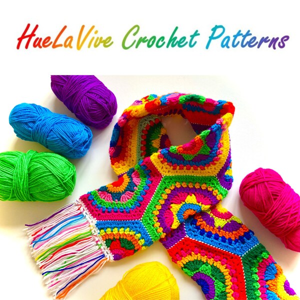 Hexagon Scarf Crochet Pattern/Step By Step Photo Tutorial PDF File/Hexagon Crochet Scarf Pattern/Crochet Cowl/Entrelac Tunisian crochet wrap