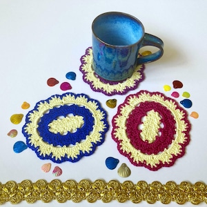 Oval Coaster Crochet Pattern//Oval Crochet Mug Rug Pattern//Crochet Cup Coaster//Oval Doily Crochet Pattern//Step By Step Photo Tutorial