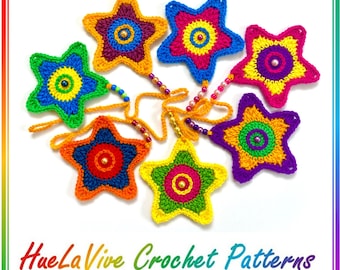 Star Garland Crochet Pattern, Colorful Bunting, Step-By-Step Photo Tutorial (PDF Download)