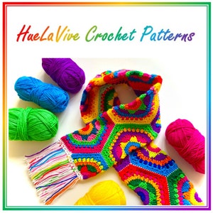 Hexagon Scarf Crochet Pattern/Step By Step Photo Tutorial PDF File/Hexagon Crochet Scarf Pattern/Crochet Cowl/Entrelac Tunisian Crochet Wrap