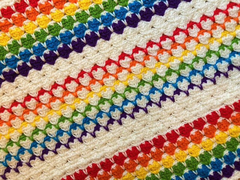 Hearts Rainbow Afghan Crochet Pattern/rainbow Blanket Crochet Pattern