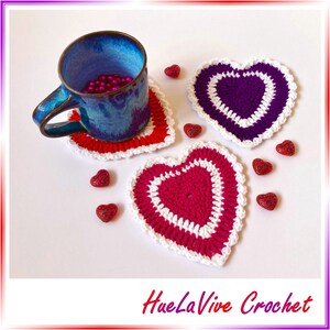 Heart Crochet Coaster Pattern**Valentines Day Crochet Mug Rug Doily**Crochet Hearts Pattern**PDF With Step By Step Photo Tutorial