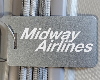 Etiqueta de Midway Airlines para equipaje y bolsa de vuelo