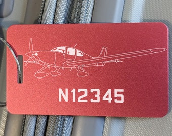 Etiqueta de equipaje de aluminio personalizada Cirrus SR-22: regalo para piloto