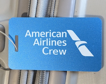 Etiqueta de equipaje para tripulación de American Airlines: identificación de equipaje de vuelo de aluminio
