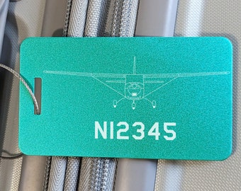 Etiqueta de equipaje de aluminio personalizada para Cessna 172: regalo para piloto