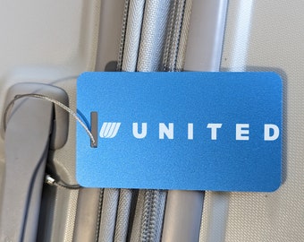 Etiqueta de equipaje Legacy de United Airlines: identificación de equipaje de vuelo de aluminio