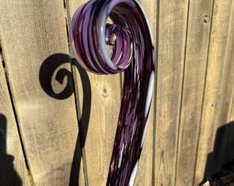 Glass garden art, fiddlehead, purple, Father and Son Glass