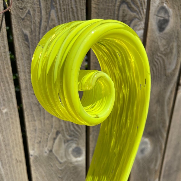 Hand blown glass garden art fiddlehead outdoor sculpture