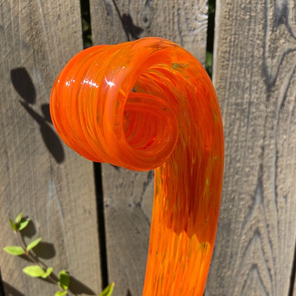 Hand blown glass garden art fiddlehead glass yard art