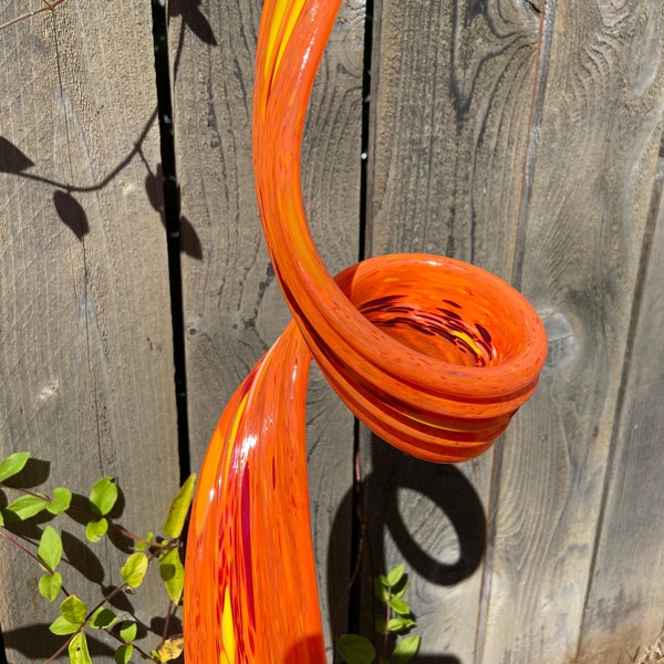 Hand blown glass garden art outdoor sculpture