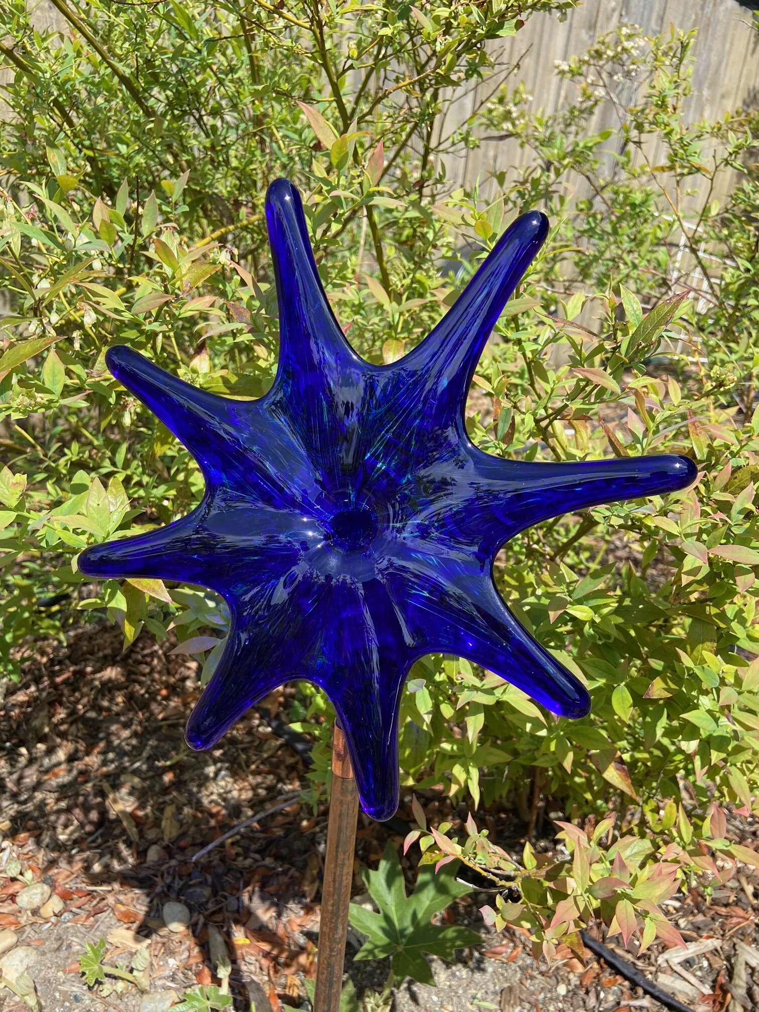 Hand blown glass garden art flower Etsy