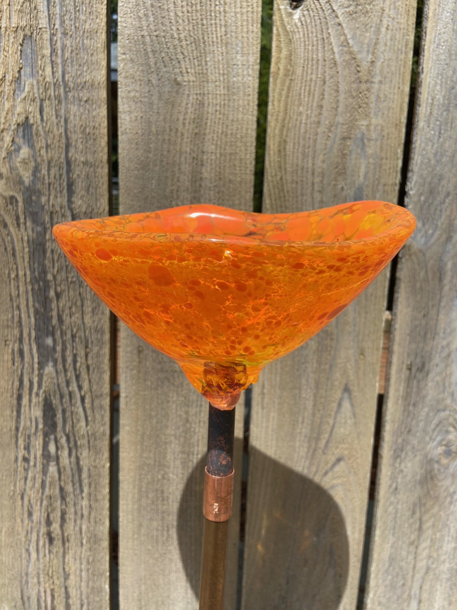 Hand Blown Glass Garden Art Flower Bee Bath Bird Bath Etsy
