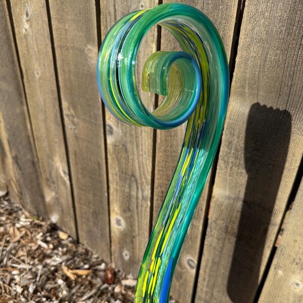 Unique glass fiddlehead, garden glass, Father and Son Glass