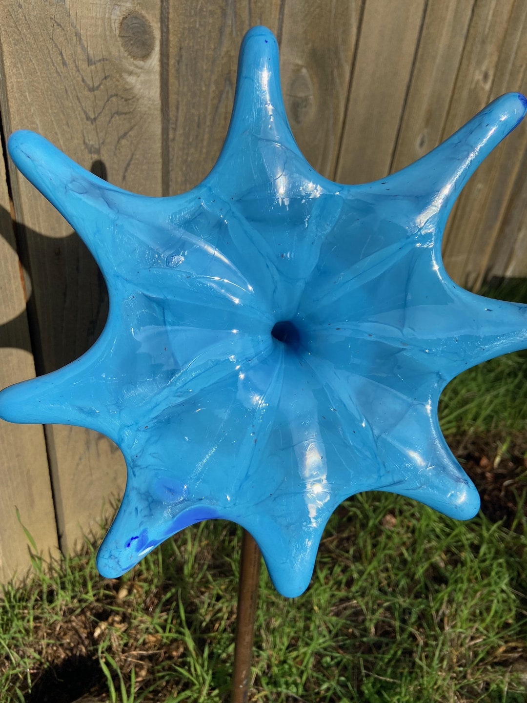 Hand Blown Glass Garden Art Flower Garden Decoration Statue Etsy