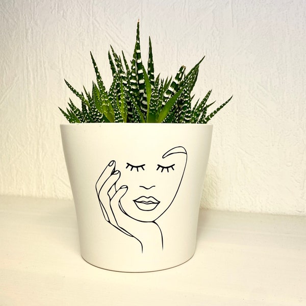 Faceline Aufkleber Gesicht | Vase | Blumentopf | One line Art