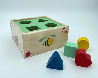 B&Julian® Holzspielzeug Steckspiel aus Holz mit bunt Steckwürfel in... 
