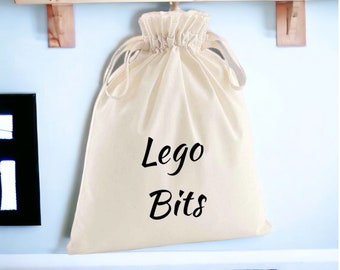 Cotton drawstring medium bags / bags for all / personalised drawstring bags / laundry bags / PJ bags/ toy storage / Lego bits / tights socks